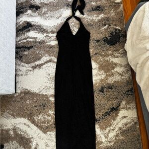 Lovely Day Black Halter Maxi Dress